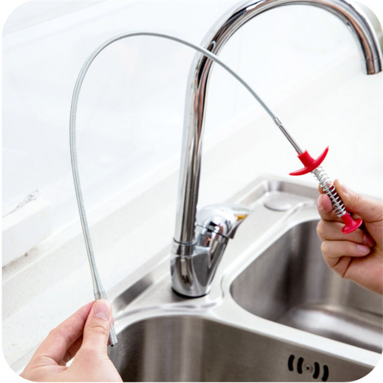 60cm Drain Unblocker Spring Tool – Hair & Pipe Cleaner for Kitchen & BathroomHair Remover