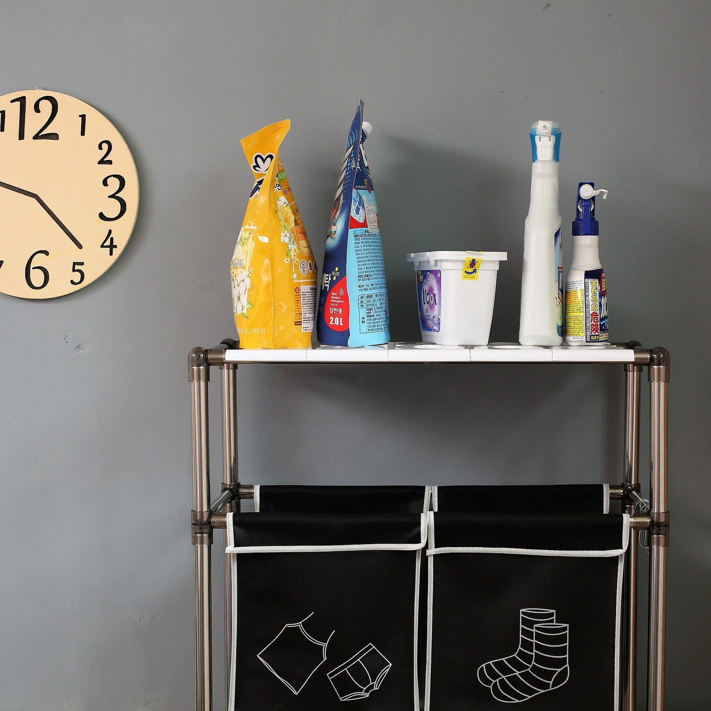 Rolling Laundry Sorter 4-Section | 2-Tier Vertical Hamper with Wheels Large Family Storage