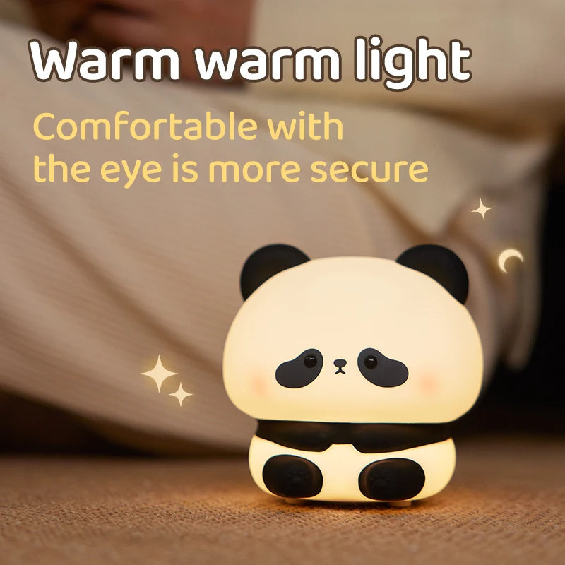 Adorable Panda LED Night Light – Rechargeable Silicone Touch Lamp with Colour Modes & Timer for Kids’ Bedrooms