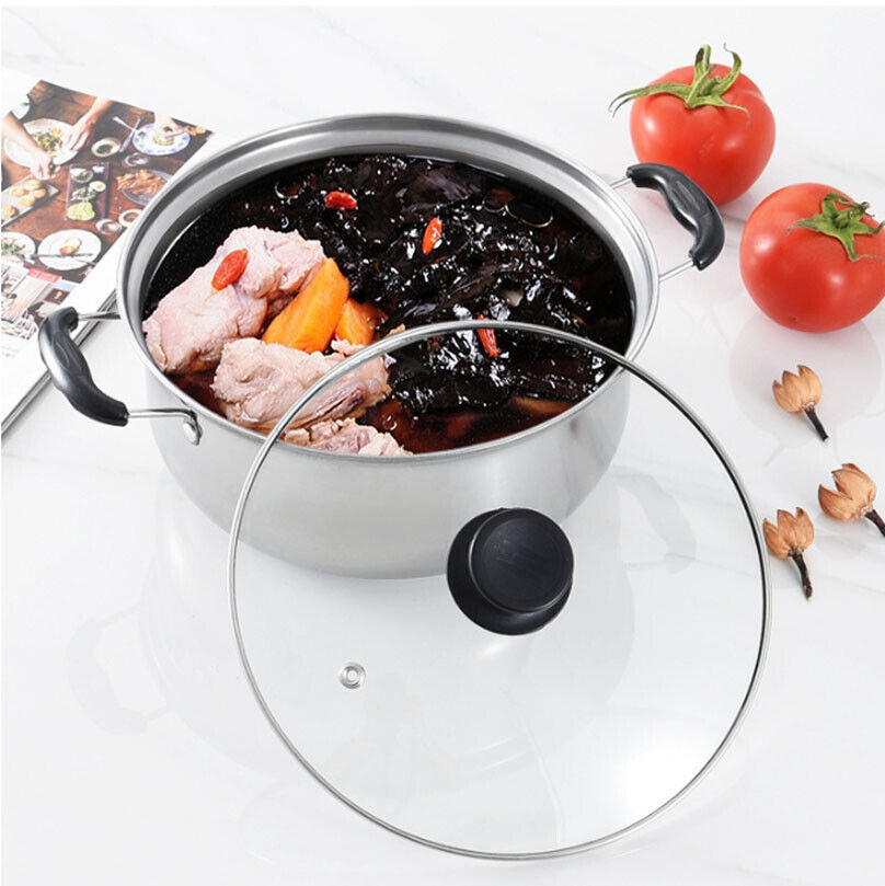 5-Piece Stainless Steel Saucepan & Pot Set – Induction Ready, Durable Cookware with Glass Lids