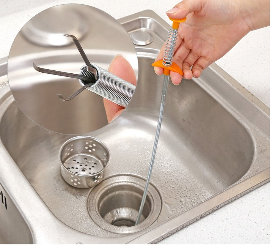 60cm Drain Unblocker Spring Tool – Hair & Pipe Cleaner for Kitchen & BathroomHair Remover