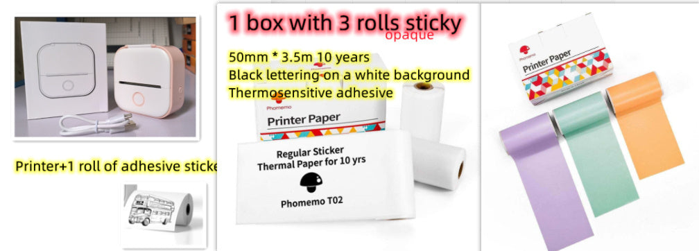 Phomemo T02 Portable Mini Bluetooth Thermal Printer – Inkless Pocket Printer for Photos, Notes & Labels
