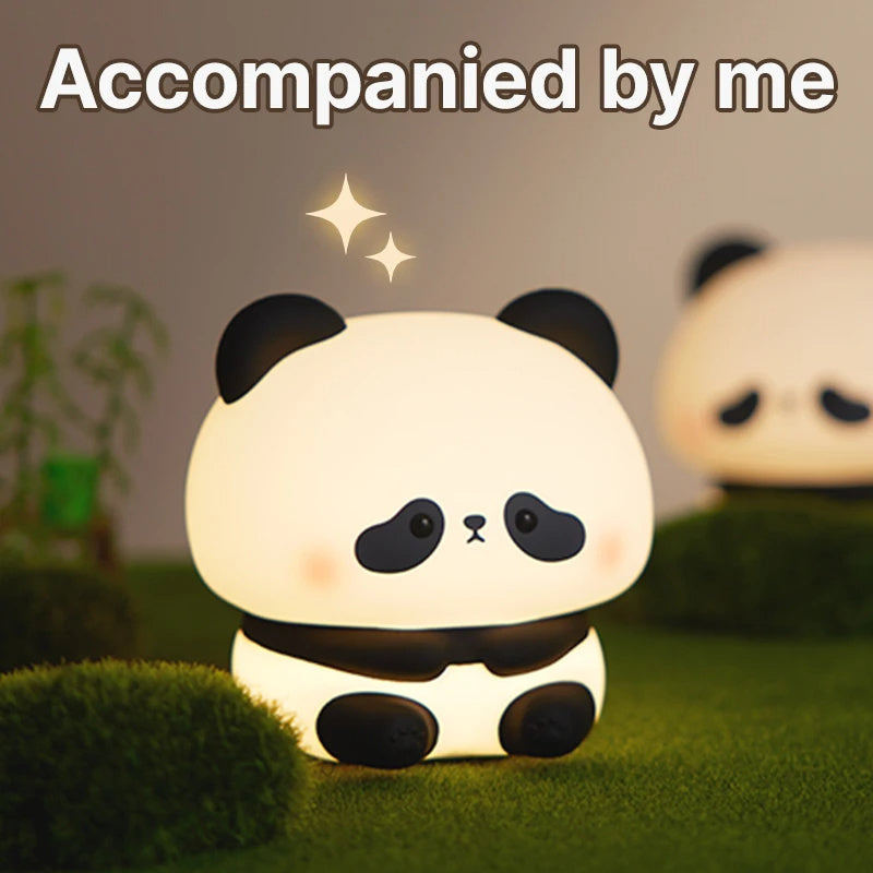 Adorable Panda LED Night Light – Rechargeable Silicone Touch Lamp with Colour Modes & Timer for Kids’ Bedrooms