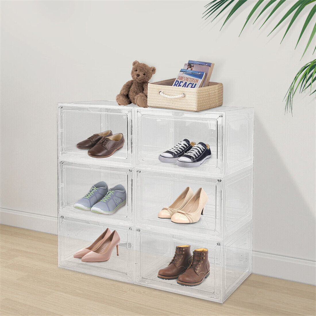 6 Pack Transparent Shoe Storage Boxes | Stackable Acrylic Organiser DailyCartz UK