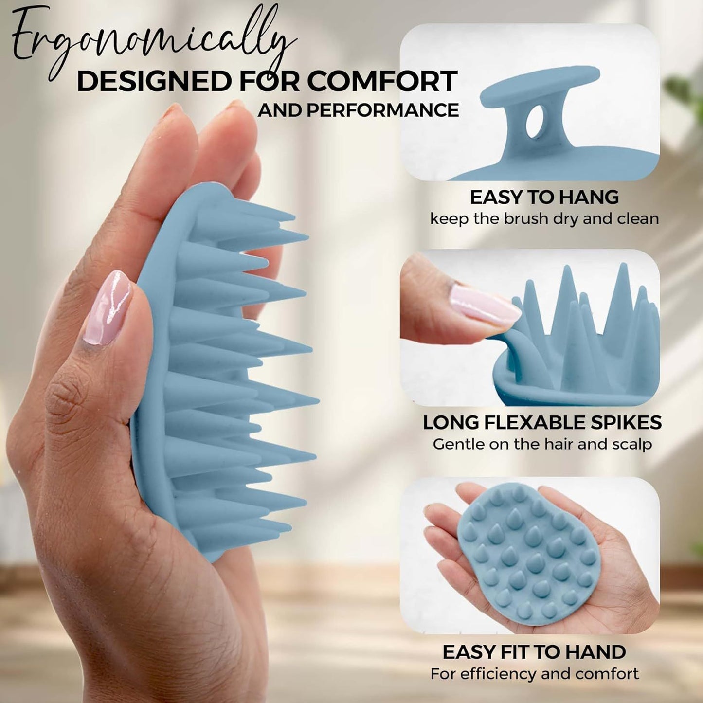 Silicone Scalp Massager Brush – Exfoliating Shampoo Scrubber for Dandruff-Free, Healthy Hair Growth