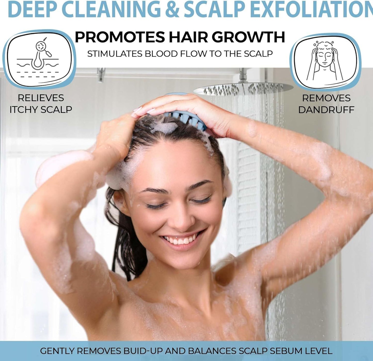 Silicone Scalp Massager Brush – Exfoliating Shampoo Scrubber for Dandruff-Free, Healthy Hair Growth