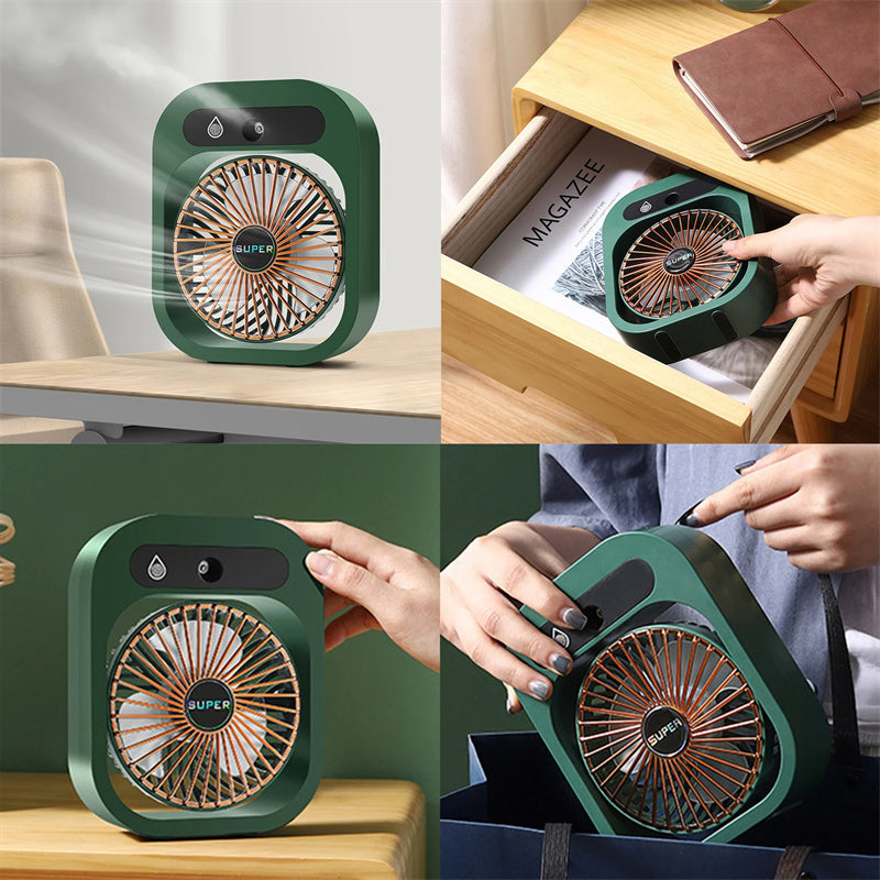 Portable Air Conditioning Misting Fan – USB Rechargeable, 3-Speed Spray Cooler for Home & Office