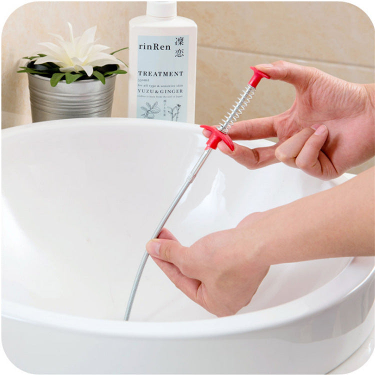 60cm Drain Unblocker Spring Tool – Hair & Pipe Cleaner for Kitchen & BathroomHair Remover