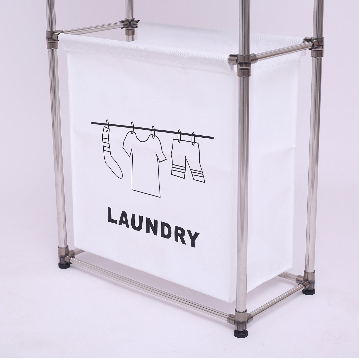 Rolling Laundry Sorter 4-Section | 2-Tier Vertical Hamper with Wheels Large Family Storage