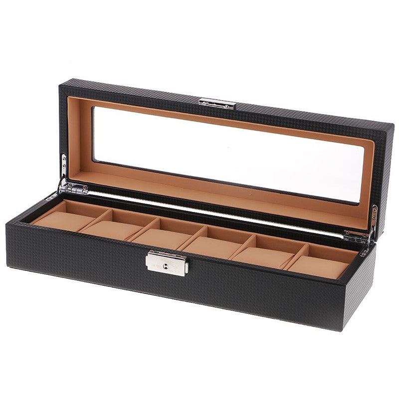 Luxury 6-Slot Watch Storage Box – Wooden & Leather Jewellery Case for Men’s & Women’s Timepieces