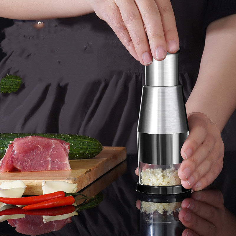 Manual Garlic & Onion Chopper – Stainless Steel Vegetable Crusher & Kitchen Press Gadget