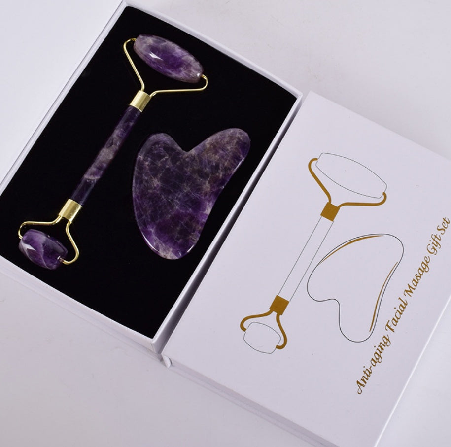 Jade Roller & Gua Sha Set – Natural Facial Massager for Anti-Ageing & Skin Glow