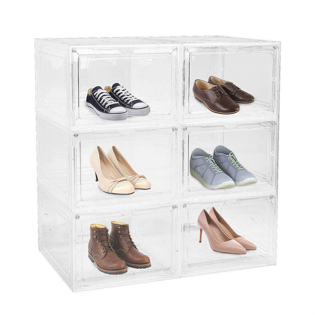 6 Pack Transparent Shoe Storage Boxes | Stackable Acrylic Organiser DailyCartz UK