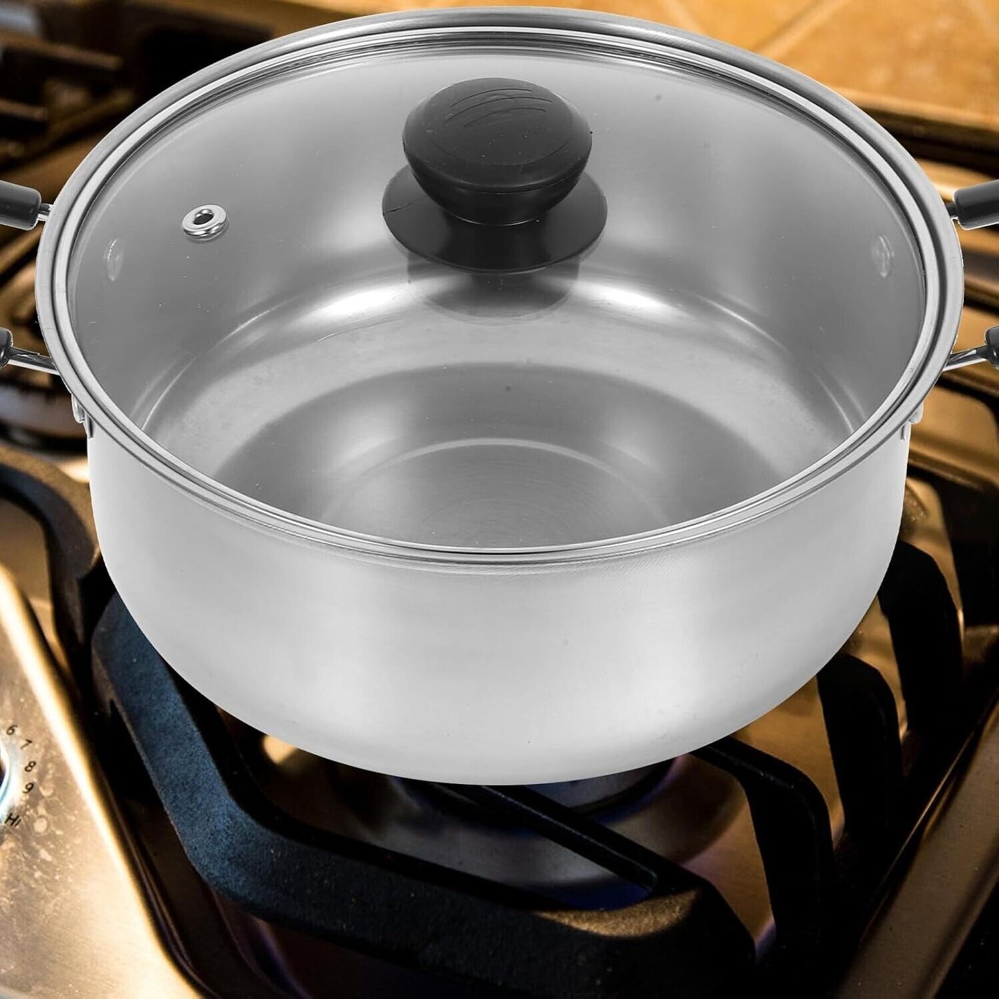 5-Piece Stainless Steel Saucepan & Pot Set – Induction Ready, Durable Cookware with Glass Lids