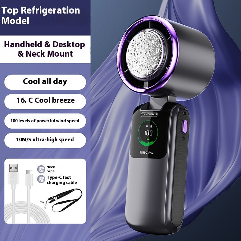 portable mini handheld fan with ice pack – adjustable speed, folding usb rechargeable cooling fan for outdoor & travel comfort