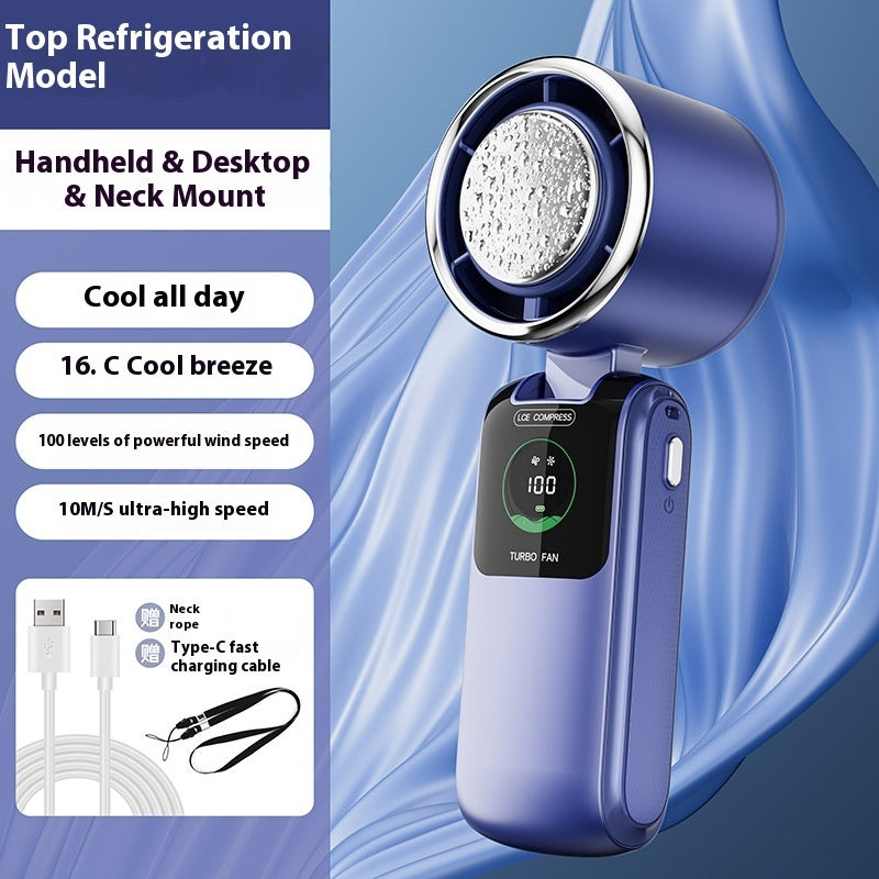 portable mini handheld fan with ice pack – adjustable speed, folding usb rechargeable cooling fan for outdoor & travel comfort