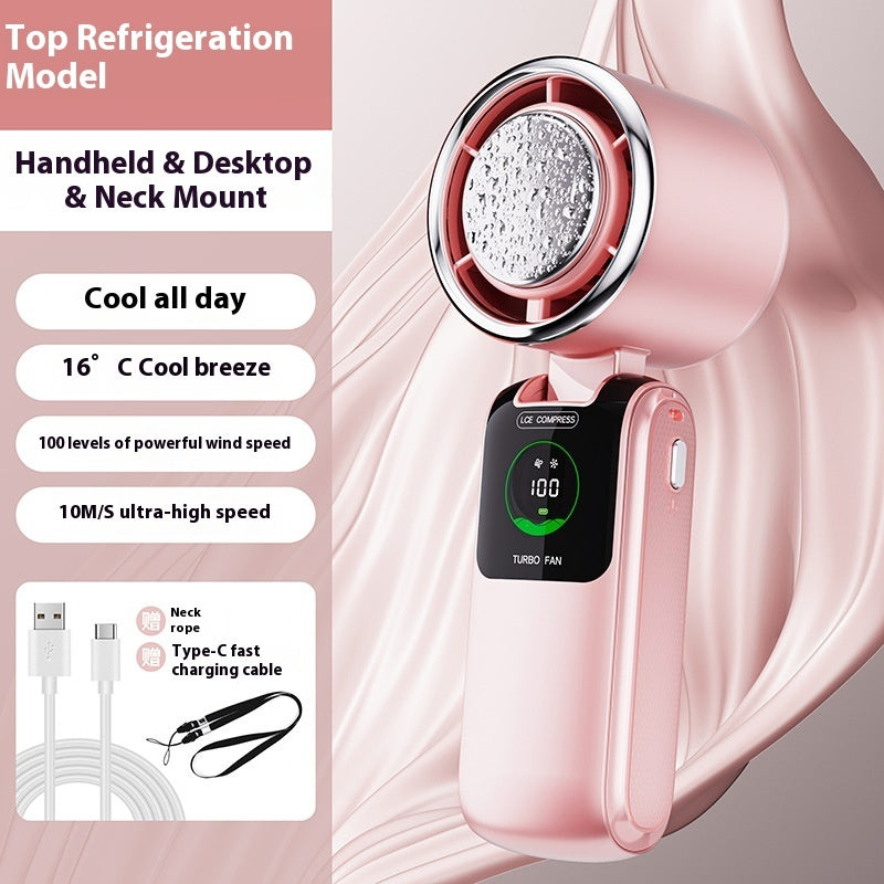 portable mini handheld fan with ice pack – adjustable speed, folding usb rechargeable cooling fan for outdoor & travel comfort