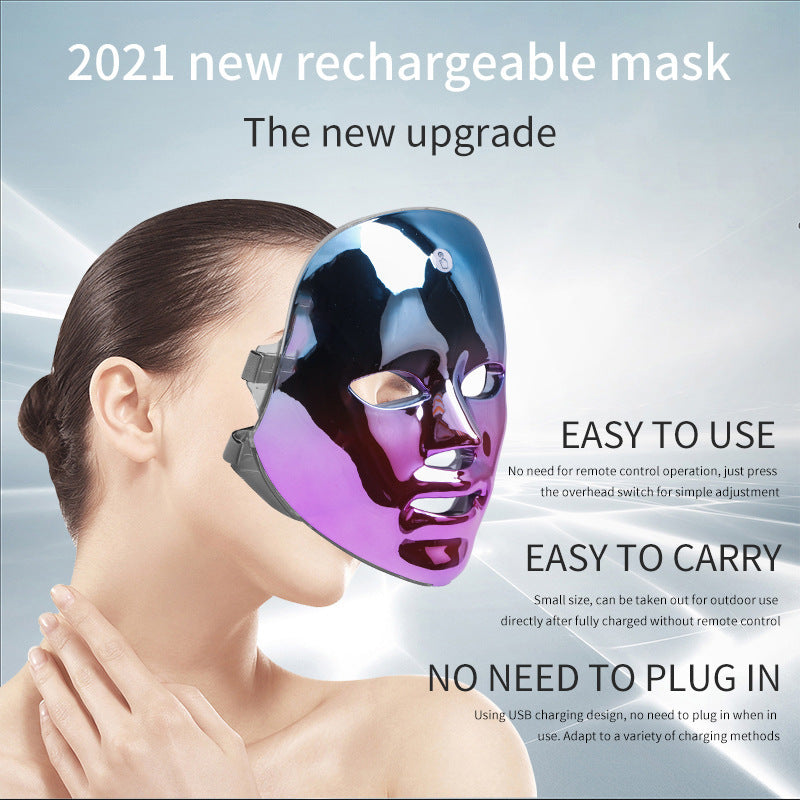LED Rechargeable Face Mask for Acne & Freckles | Multi-Color LED Light Therapy Mask for Skin Care & Rejuvenation