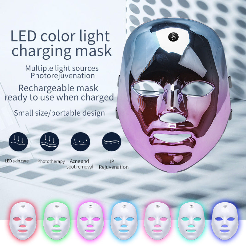 LED Rechargeable Face Mask for Acne & Freckles | Multi-Color LED Light Therapy Mask for Skin Care & Rejuvenation