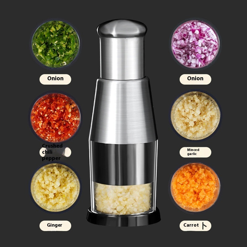 Manual Garlic & Onion Chopper – Stainless Steel Vegetable Crusher & Kitchen Press Gadget