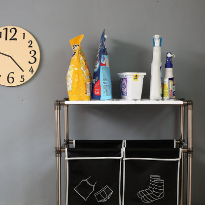 Rolling Laundry Sorter 4-Section | 2-Tier Vertical Hamper with Wheels  Large Family Storage