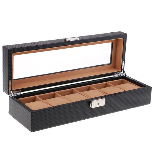 Luxury 6-Slot Watch Storage Box – Wooden & Leather Jewellery Case for Men’s & Women’s Timepieces