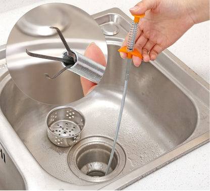 60cm Drain Unblocker Spring Tool – Hair & Pipe Cleaner for Kitchen & BathroomHair Remover