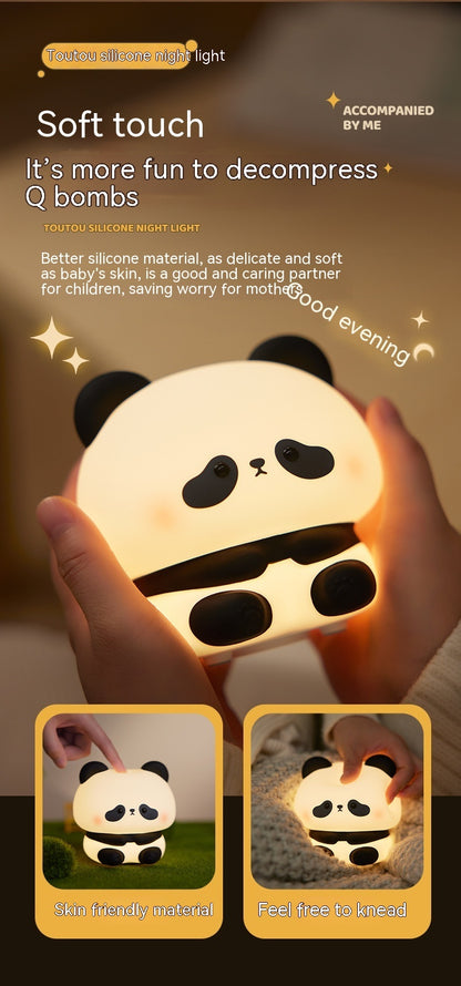 Adorable Panda LED Night Light – Rechargeable Silicone Touch Lamp with Colour Modes & Timer for Kids’ Bedrooms