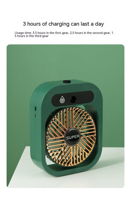 Portable Air Conditioning Misting Fan – USB Rechargeable, 3-Speed Spray Cooler for Home & Office