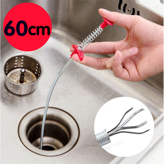 60cm Drain Unblocker Spring Tool – Hair & Pipe Cleaner for Kitchen & BathroomHair Remover