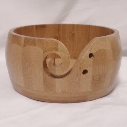 Handcrafted Wooden Yarn Bowl – Portable Wool Holder with Holes for Tangle-Free Knitting & Crochet