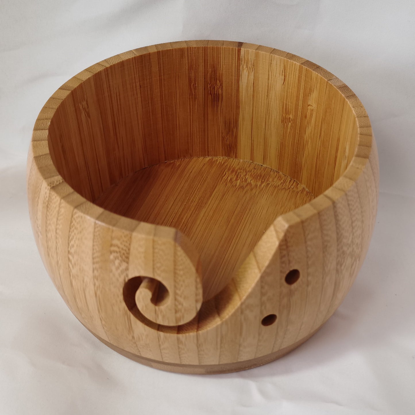 Handcrafted Wooden Yarn Bowl – Portable Wool Holder with Holes for Tangle-Free Knitting & Crochet