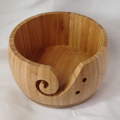 Handcrafted Wooden Yarn Bowl – Portable Wool Holder with Holes for Tangle-Free Knitting & Crochet