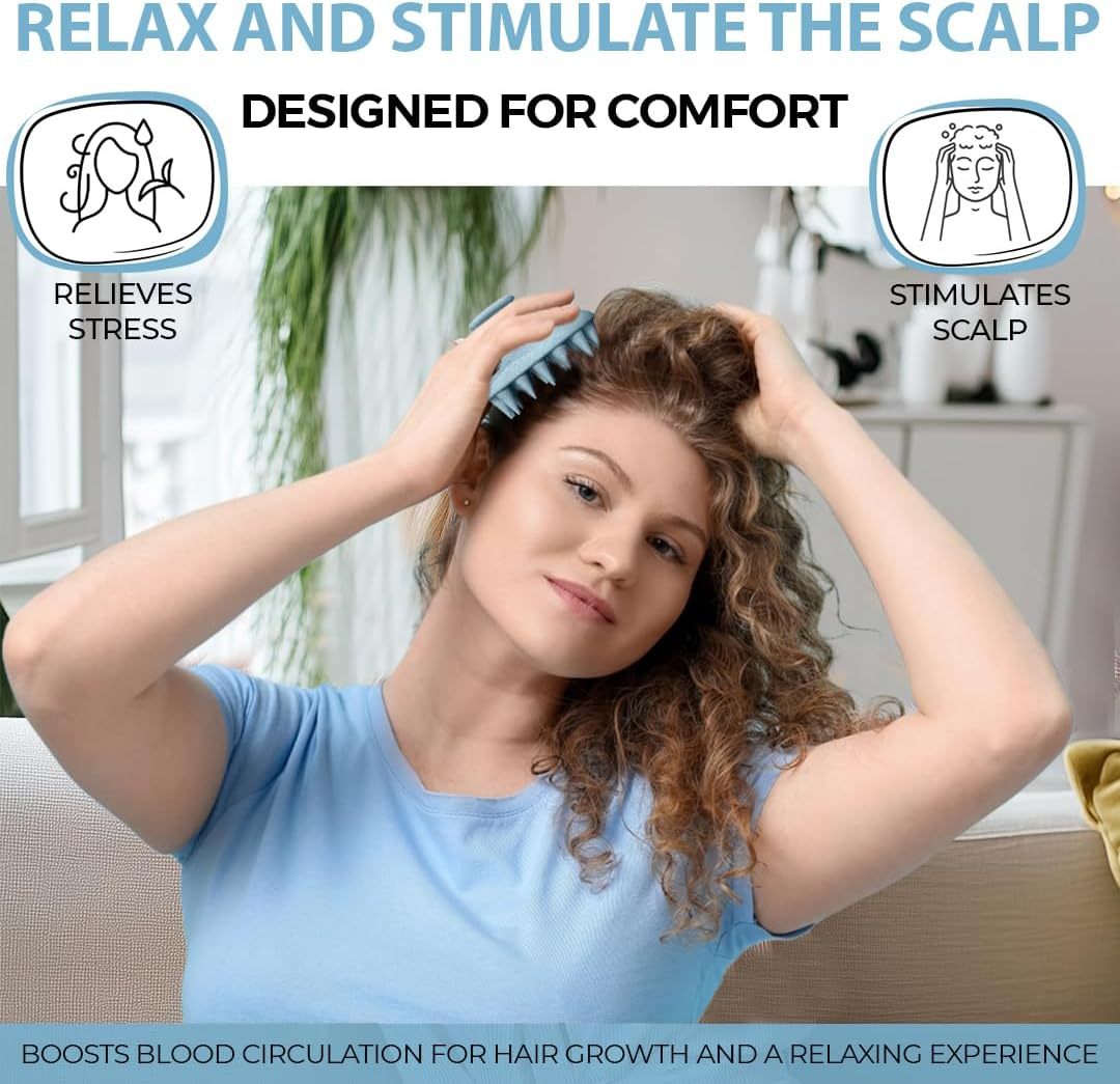Silicone Scalp Massager Brush – Exfoliating Shampoo Scrubber for Dandruff-Free, Healthy Hair Growth