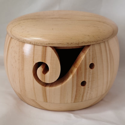 Handcrafted Wooden Yarn Bowl – Portable Wool Holder with Holes for Tangle-Free Knitting & Crochet