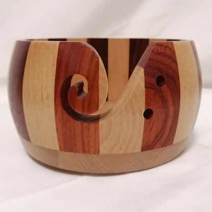 Handcrafted Wooden Yarn Bowl – Portable Wool Holder with Holes for Tangle-Free Knitting & Crochet