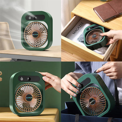 Portable Air Conditioning Misting Fan – USB Rechargeable, 3-Speed Spray Cooler for Home & Office