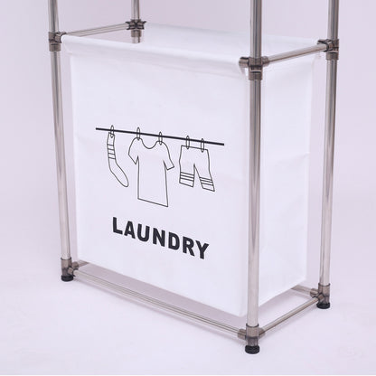 Rolling Laundry Sorter 4-Section | 2-Tier Vertical Hamper with Wheels  Large Family Storage