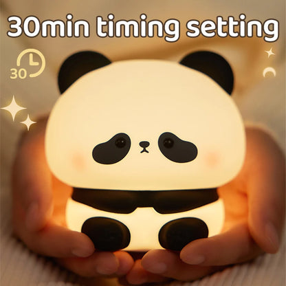 Adorable Panda LED Night Light – Rechargeable Silicone Touch Lamp with Colour Modes & Timer for Kids’ Bedrooms