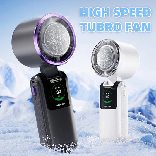 portable mini handheld fan with ice pack – adjustable speed, folding usb rechargeable cooling fan for outdoor & travel comfort