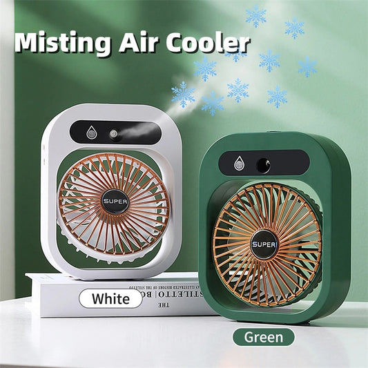 Portable Air Conditioning Misting Fan – USB Rechargeable, 3-Speed Spray Cooler for Home & Office