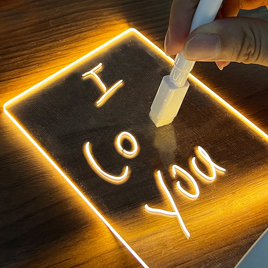 Creative LED Message Board Night Light – USB Acrylic Lamp with Pen for Notes, Décor & Gifting