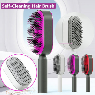 ✨ Self-Cleaning Hairbrush with Scalp Massage – Anti-Static, Pain-Free Detangling for All Hair Types ✨