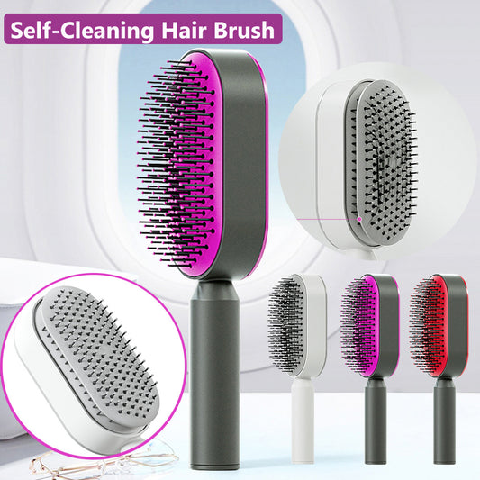 ✨ Self-Cleaning Hairbrush with Scalp Massage – Anti-Static, Pain-Free Detangling for All Hair Types ✨