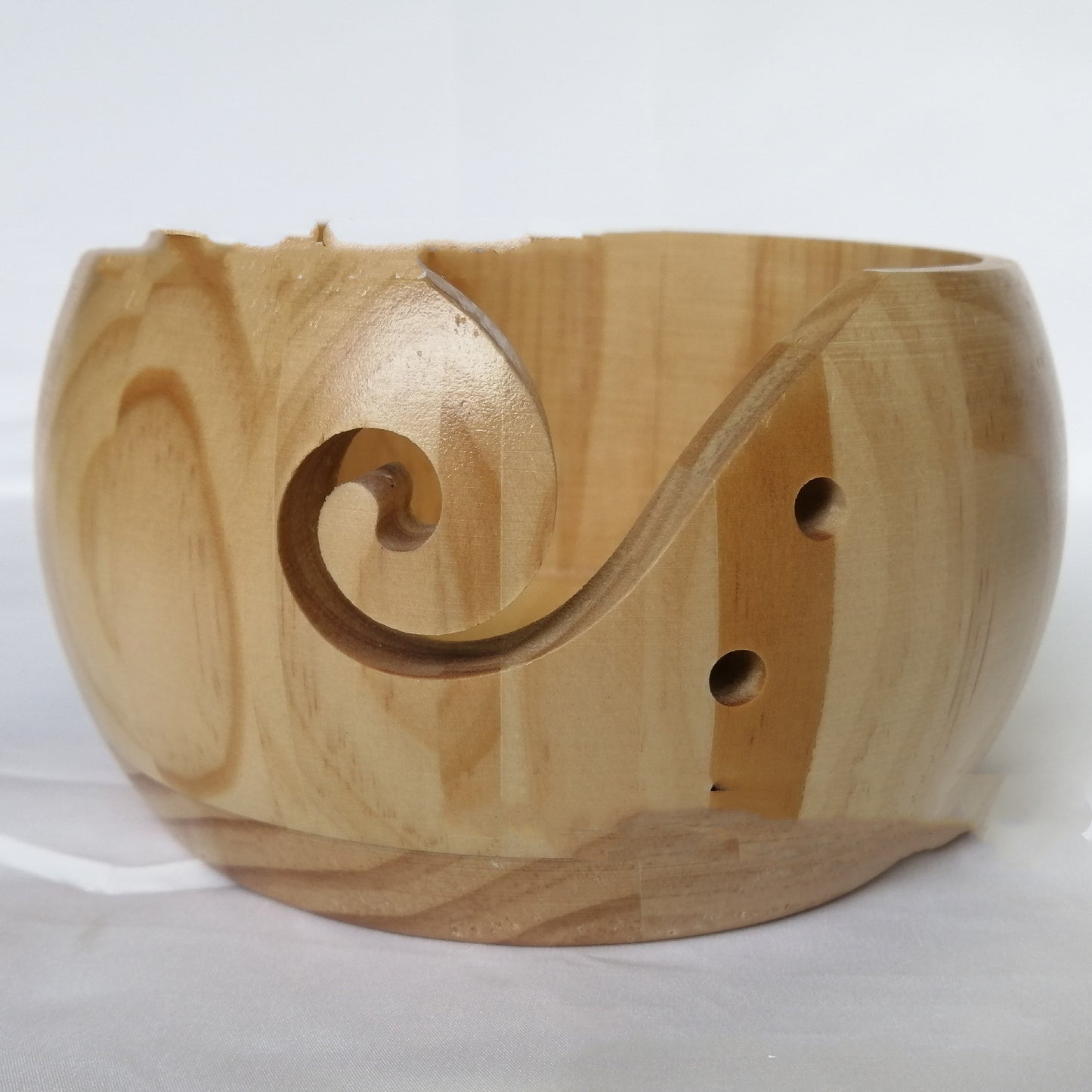 Handcrafted Wooden Yarn Bowl – Portable Wool Holder with Holes for Tangle-Free Knitting & Crochet