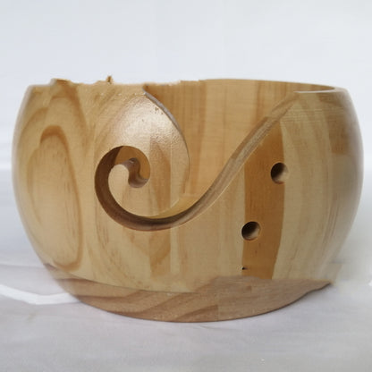 Handcrafted Wooden Yarn Bowl – Portable Wool Holder with Holes for Tangle-Free Knitting & Crochet