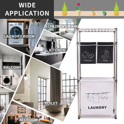 Rolling Laundry Sorter 4-Section | 2-Tier Vertical Hamper with Wheels  Large Family Storage