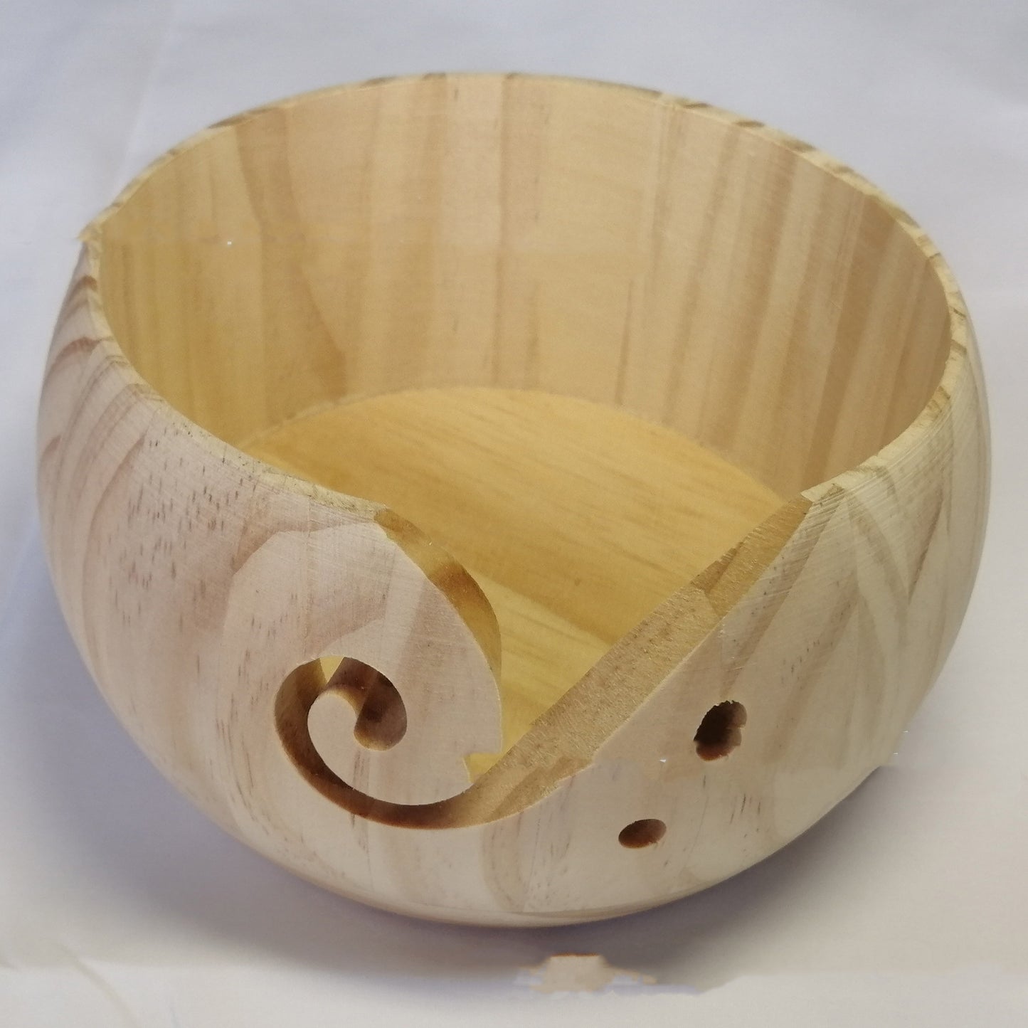 Handcrafted Wooden Yarn Bowl – Portable Wool Holder with Holes for Tangle-Free Knitting & Crochet