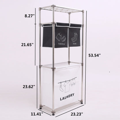 Rolling Laundry Sorter 4-Section | 2-Tier Vertical Hamper with Wheels  Large Family Storage